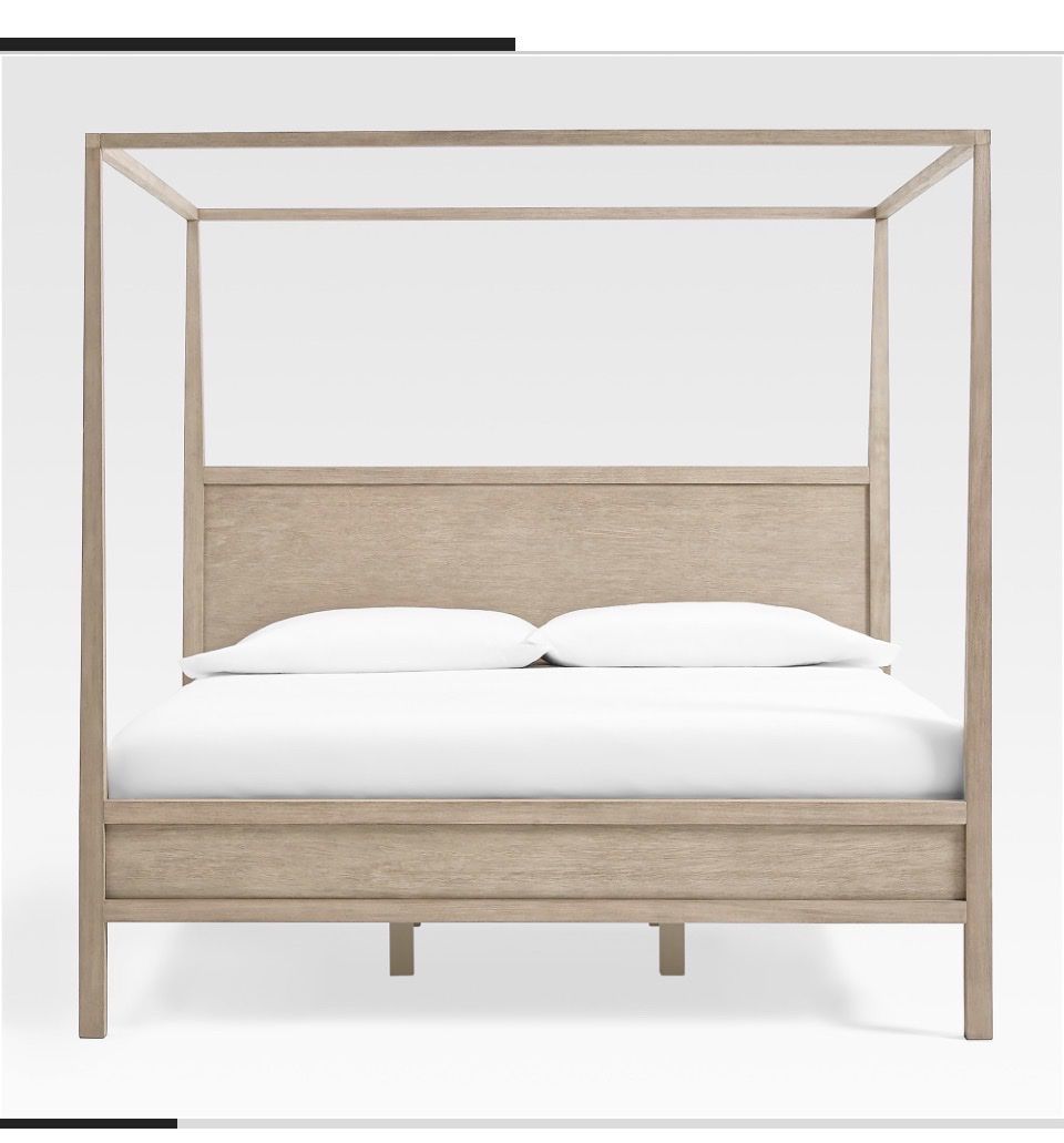 Keane Weathered Natural Solid Wood King Canopy Bed - Exclusive Design, 1000+ 5-Star Reviews