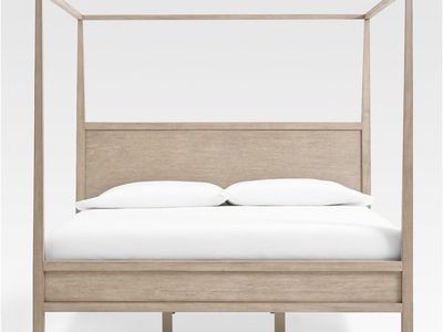 Keane Weathered Natural Solid Wood King Canopy Bed - Exclusive Design, 1000+ 5-Star Reviews