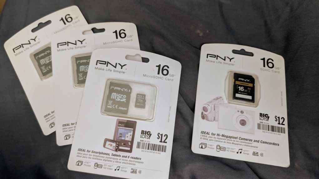 3 PNY 16GB MicroSDHC & 1 SDHC Memory Cards - New, Sealed