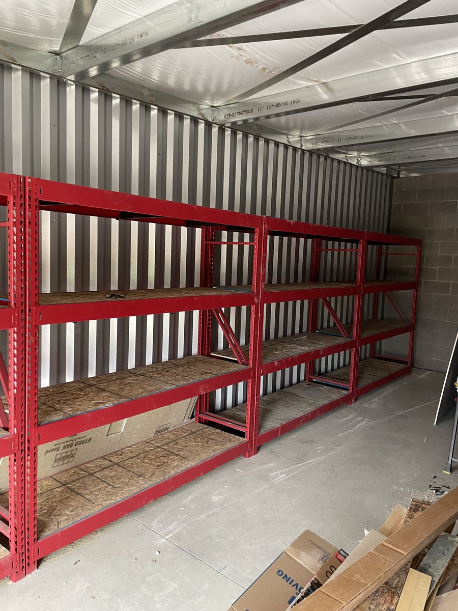 Red Garage Shelves