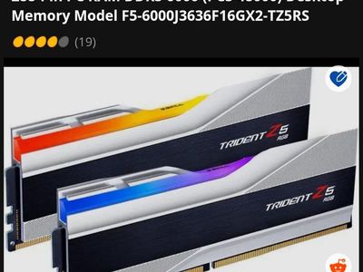 G.SKILL Trident Z5 RGB Series 32GB (2 x 16GB) 288-Pin PC RAM DDR5 6000 (PC5 48000) Desktop Memory Model F5-6000J3636F16GX2-TZ5RS