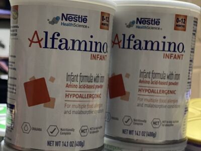 2 Nestle Alfamino Infant Powder Formula Cans
