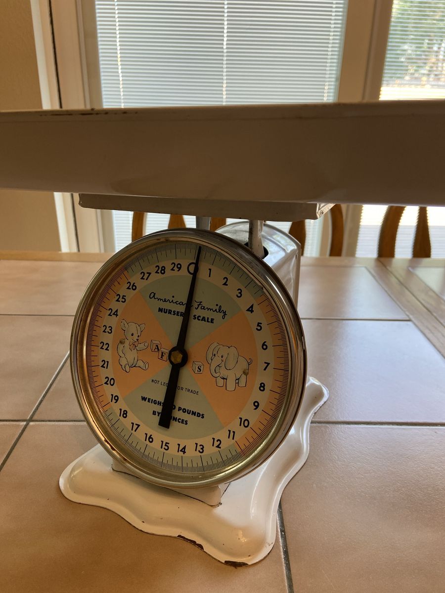Vintage American Family Nursery Scale 30 lbs White Baby Scale