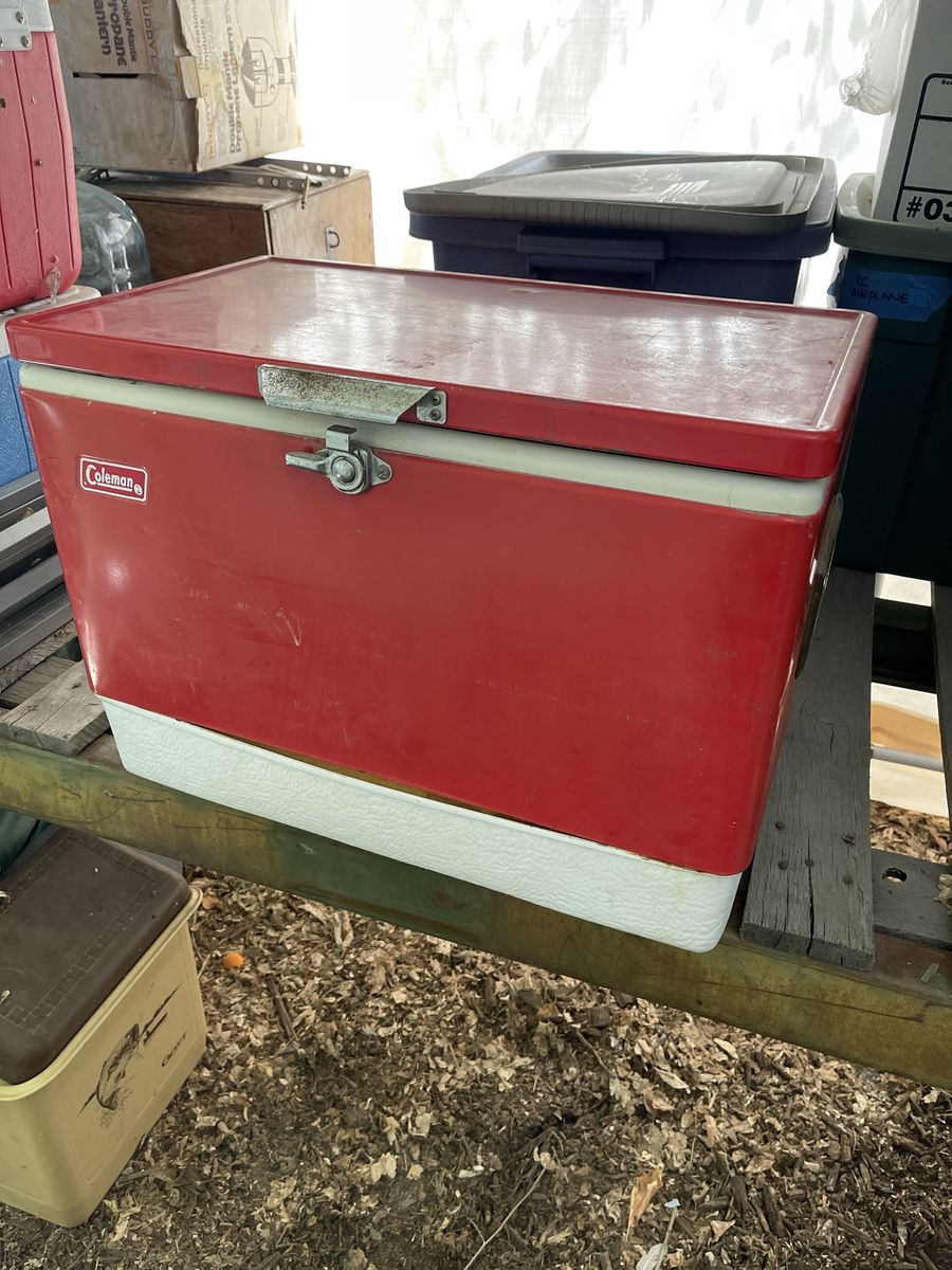 Vintage Coleman Red Metal Cooler