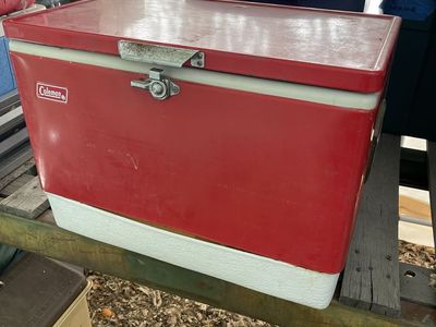 Vintage Coleman Red Metal Cooler