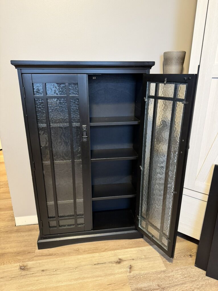 Black Wooden Cabinet With Doors