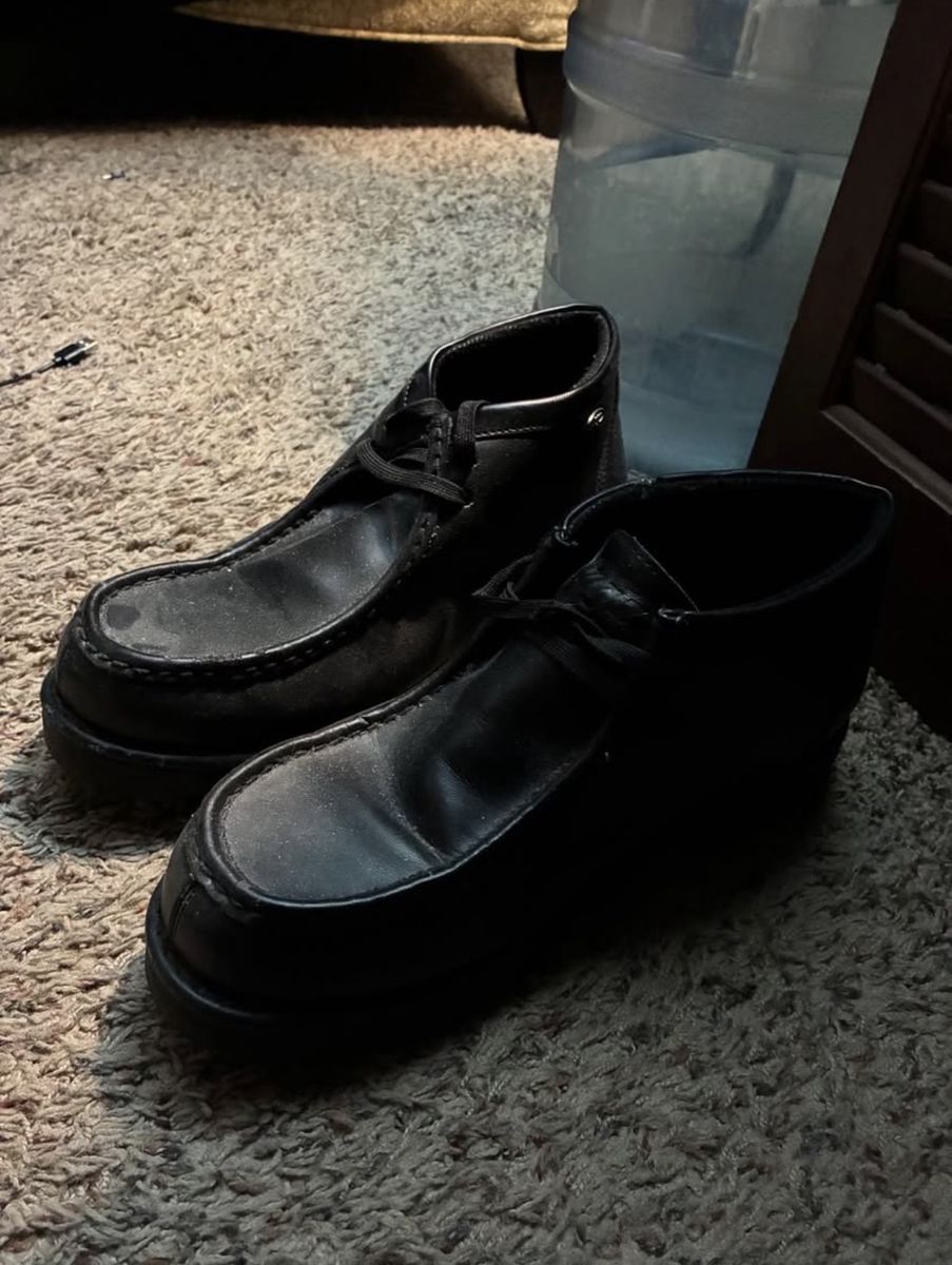 Black Leather Casual Shoes Mens Size 12 