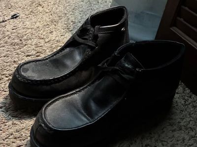 Black Leather Casual Shoes Mens Size 12