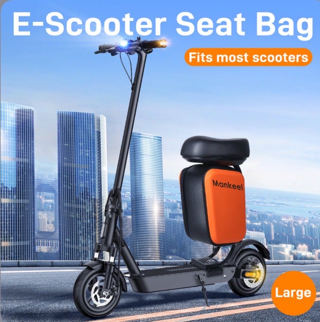Mankeel Large E-Scooter Seat Bag - Waterproof, Lightweight, Two-Way Zipper Storage Cash Only