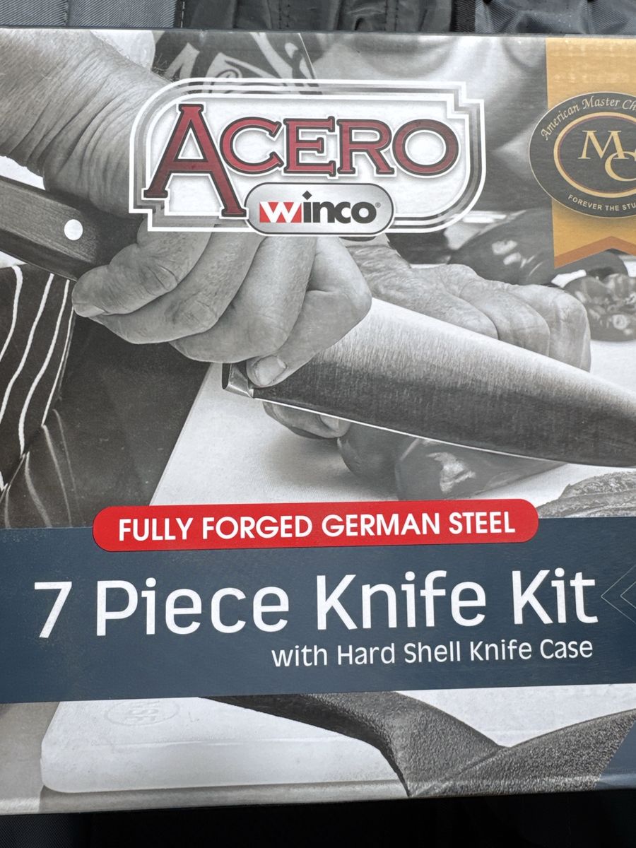 Winco Acero 7 Piece German Steel Knife Kit with Case