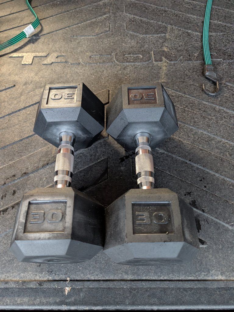 Set of 2 Rubber Encased Hex Dumbbells 30 lb Each $40