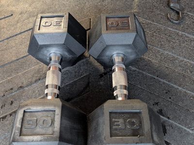 Set of 2 Rubber Encased Hex Dumbbells 30 lb Each $40