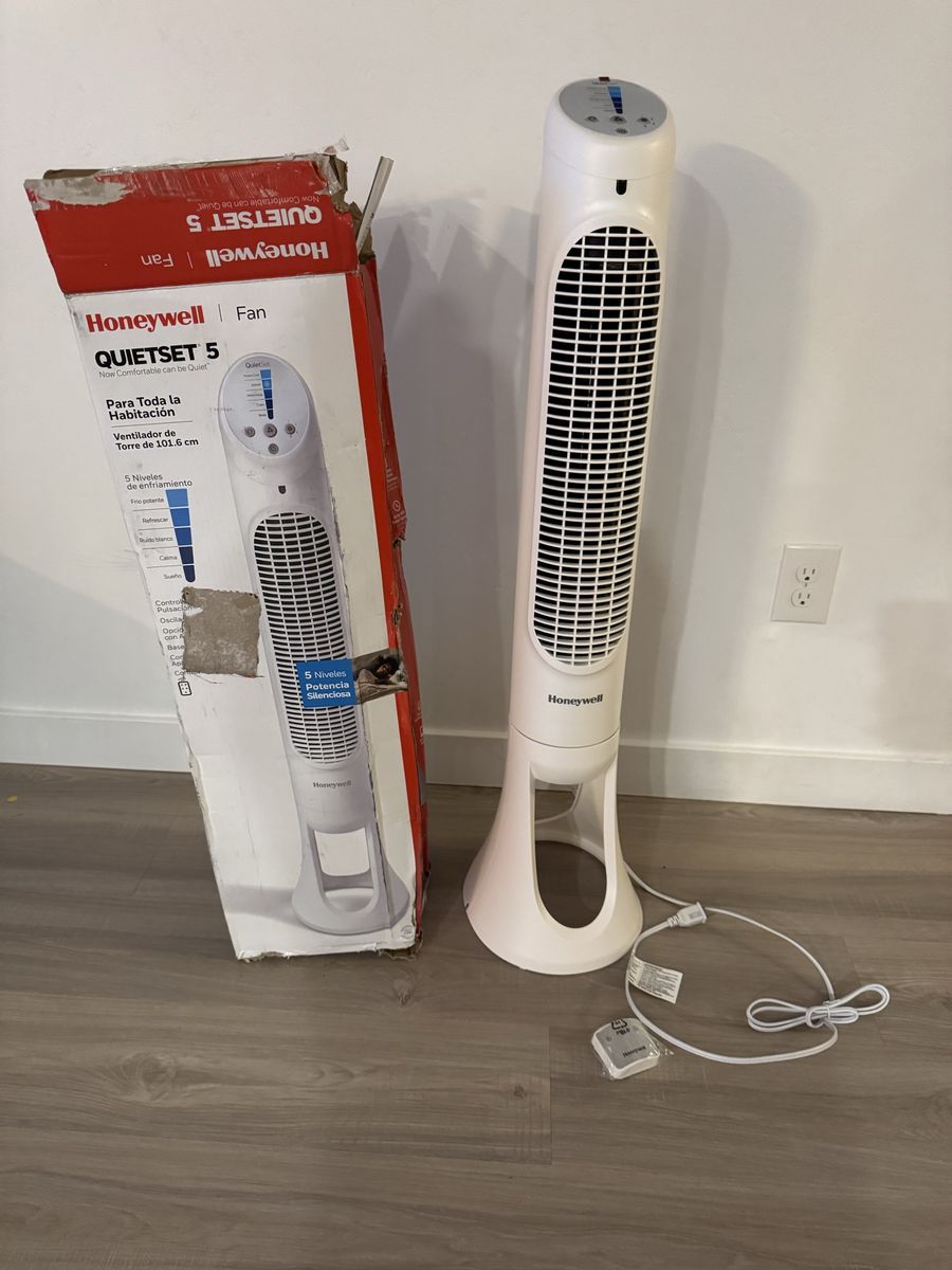 Honeywell QuietSet Whole Room Oscillating Tower Fan with Remote, White