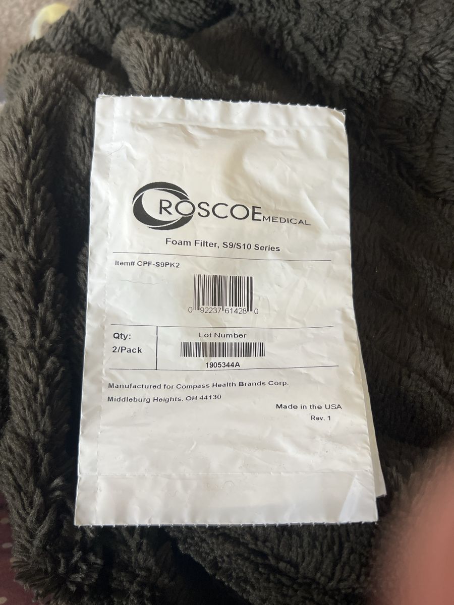 Roscoe Medical CPF-S9PK2 Foam Filters, S9/S10 Series, 2-Pack, Made in USA