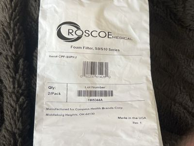 Roscoe Medical CPF-S9PK2 Foam Filters, S9/S10 Series, 2-Pack, Made in USA