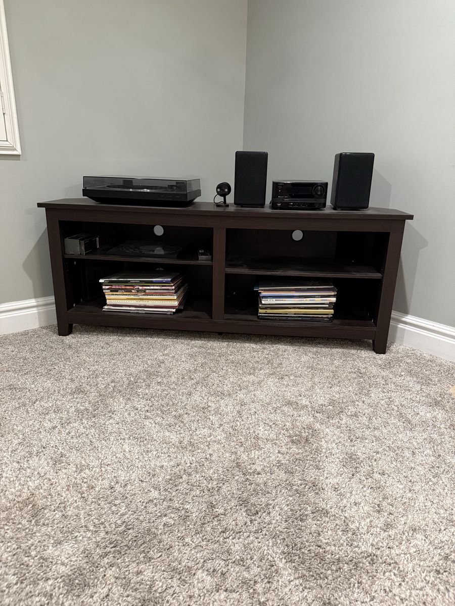 Dark Wood Corner TV Stand & Media Center