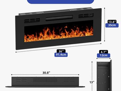 NEW 36" Modern In Wall Electric Fireplace