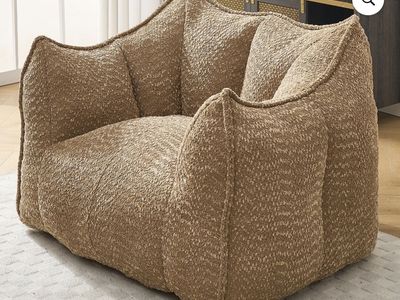 Cozy Living Bean Bag Chair - Tan Textured Fabric (New)