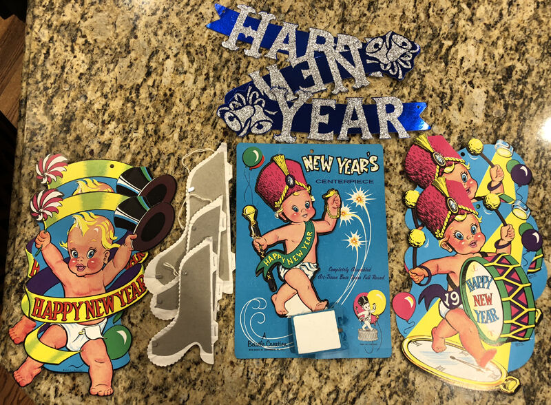 Vintage Beistle New Year's Eve Diecut & Crepe Decorations No. 2835