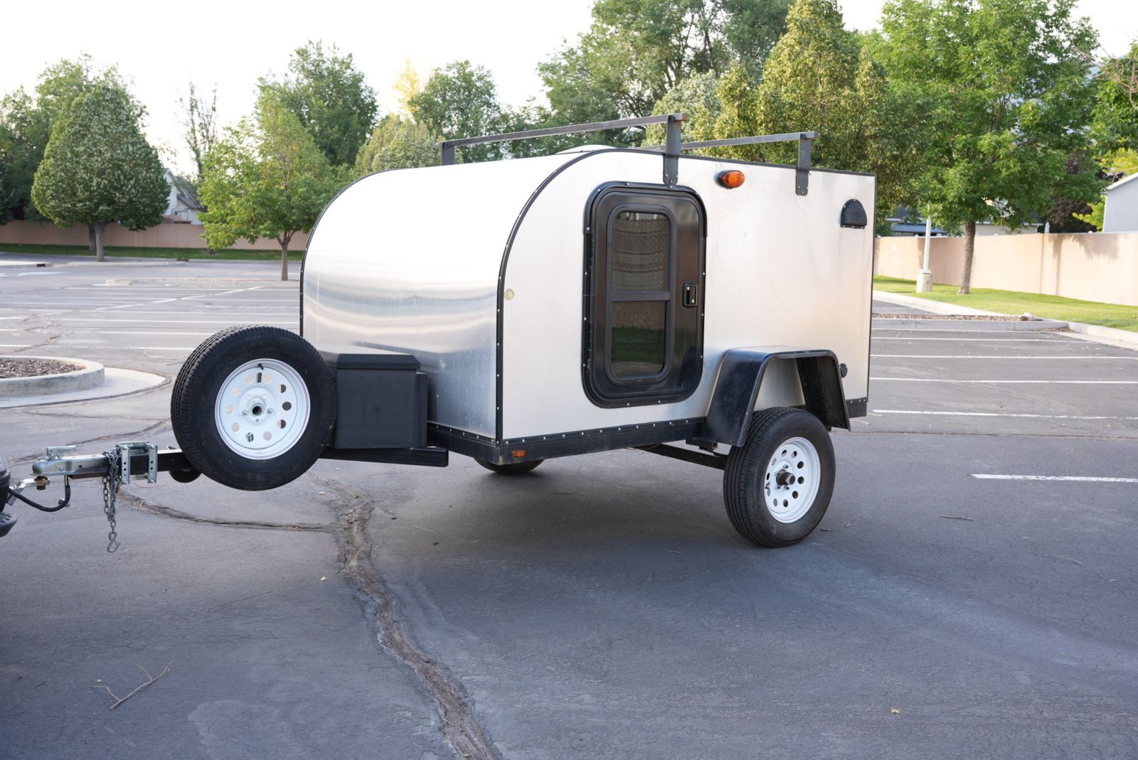 Teardrop Camper Travel Trailer with Roof Rack & Spare Tire