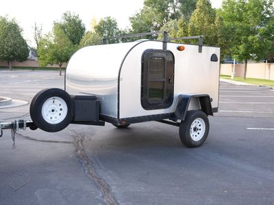 Teardrop Camper Travel Trailer with Roof Rack & Spare Tire