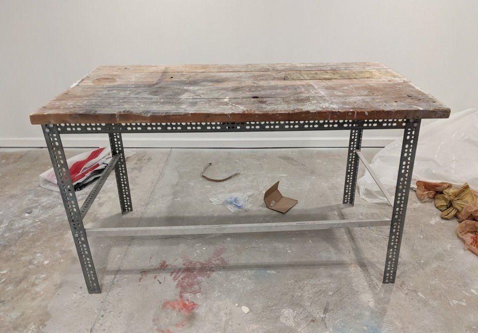 Heavy-Duty Industrial Workbench with Reclaimed Wood Top - Sturdy Metal Frame