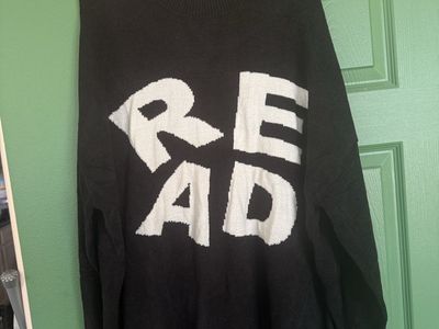Women's XXL Black & White READ Graphic Knit Sweater