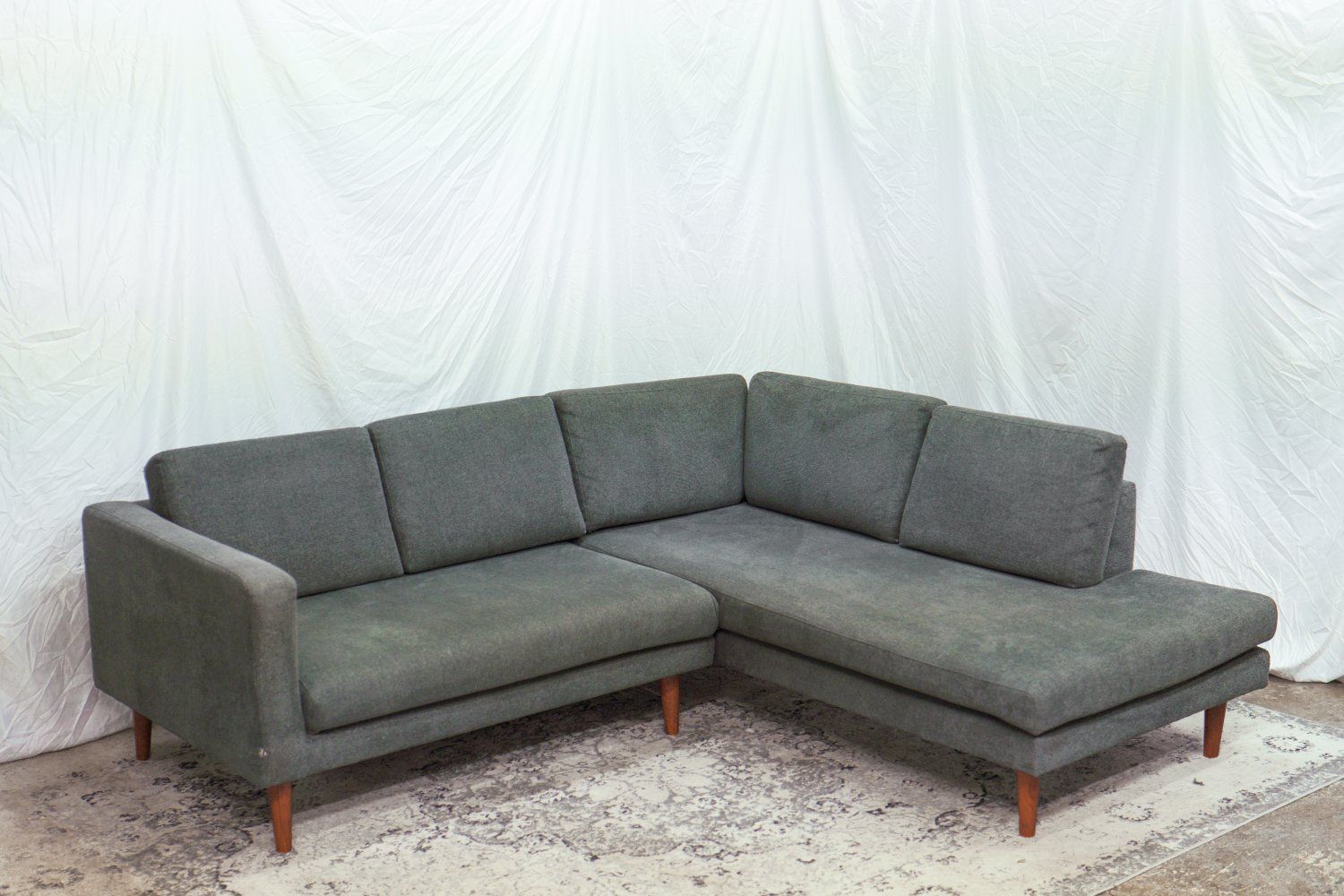 FREE DELIVERY Mid-Century Modern Charcoal Gray Sectional Sofa