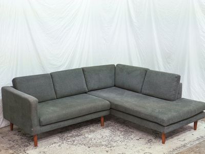 FREE DELIVERY Mid-Century Modern Charcoal Gray Sectional Sofa