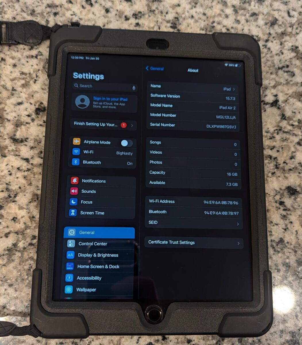 iPad Air 2 w/ rugged multifunction case