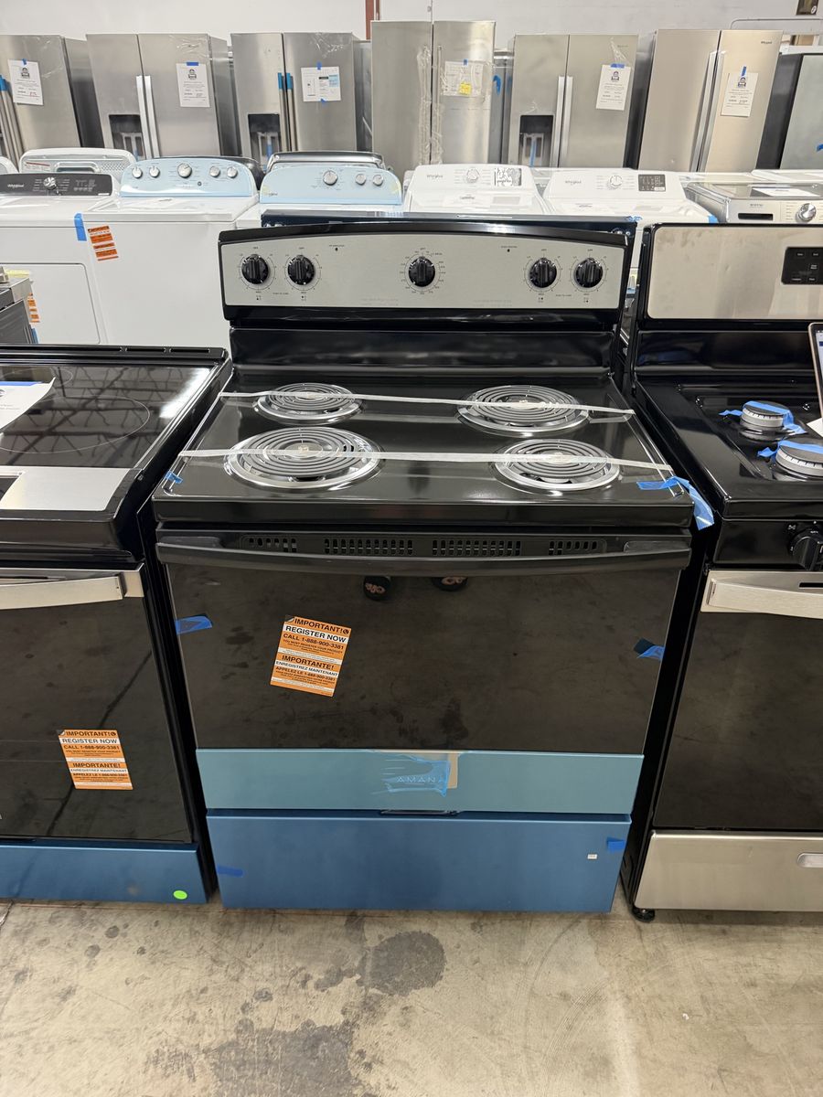 NEW AMANA COIL TOP ELECTRIC RANGE STAINLESS