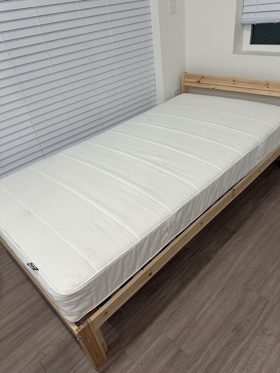 IKEA Tarva Full/Double Bed Frame with Mattress - Clean, Light Wood Finish
