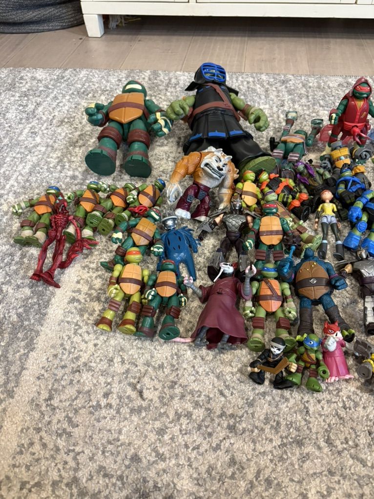 A Variety Of Teenage Mutant Ninja Turtle Figures