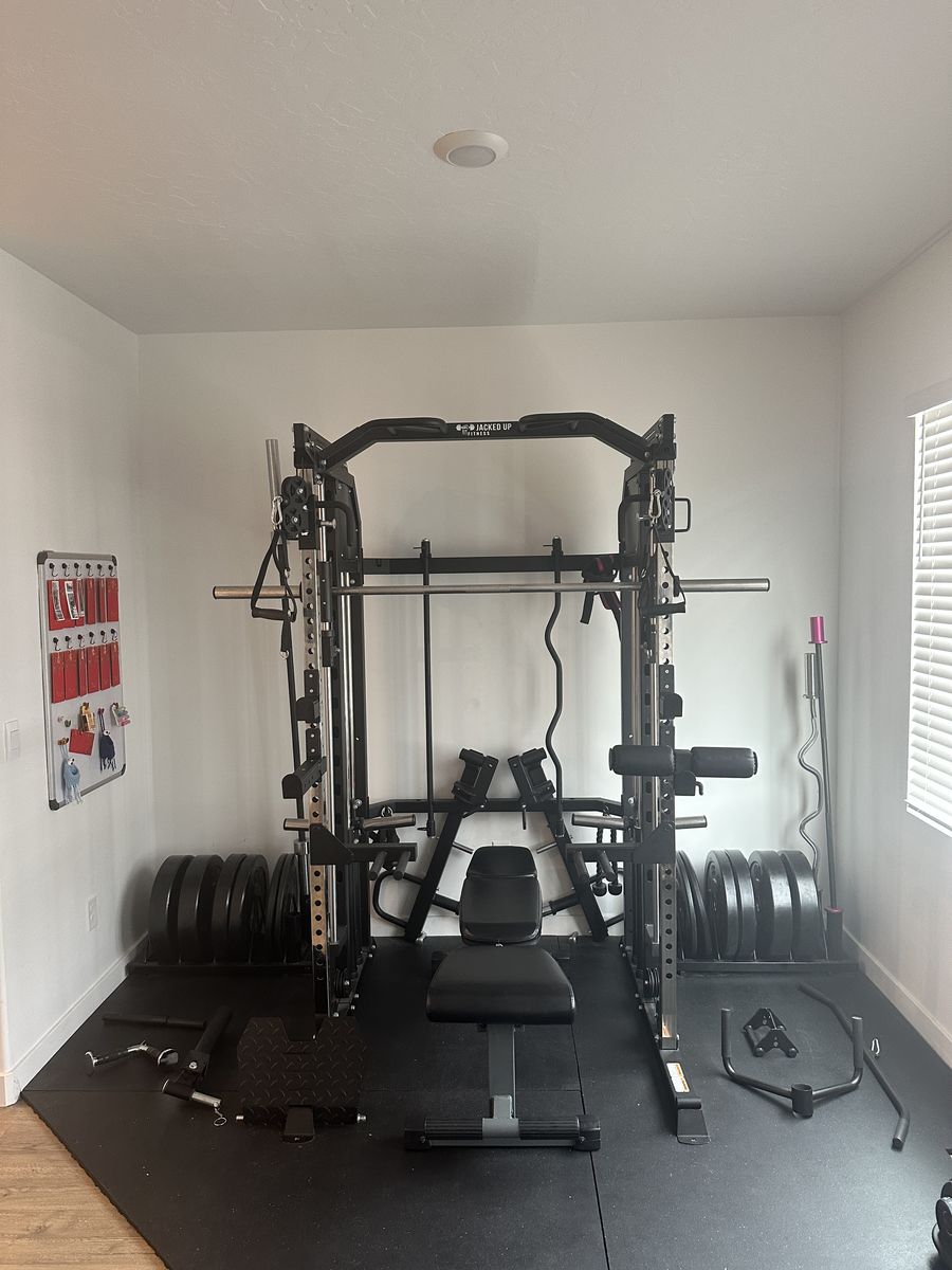 Complete Home Gym: Jacked Up PR1, Bench, Bars, 350 lb Plates - $2,450 OBO