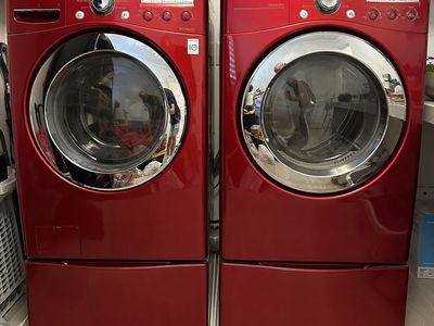 LG Front Load Washer and Dryer with Pedestals