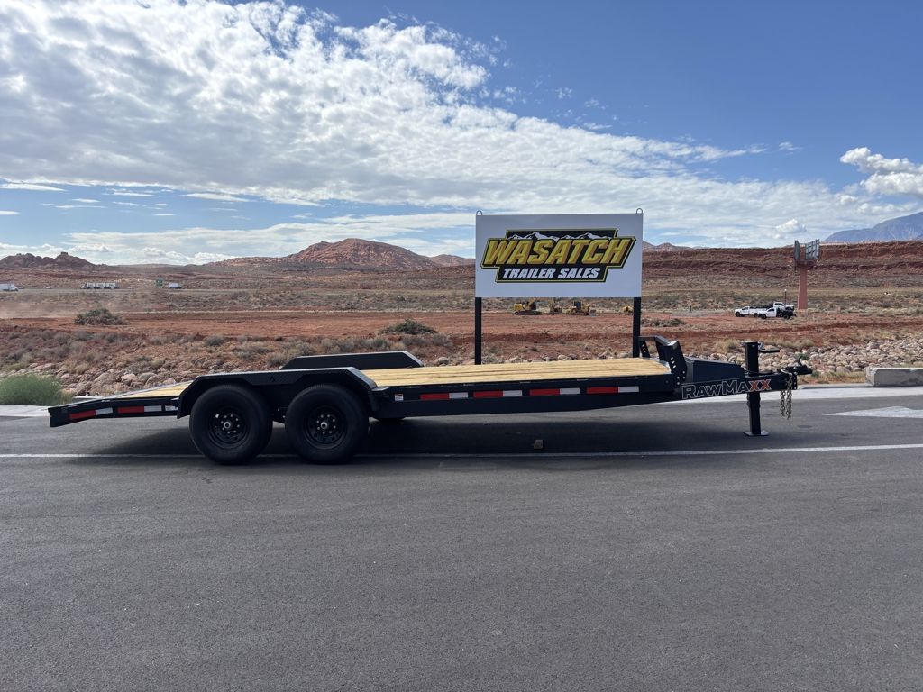2026 RawMaxx 7' x 20' 14K Heavy Duty Flat Bed Equipment Car Hauler - Midnight Black