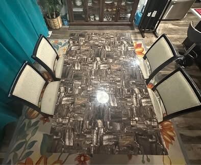 Dining Table with storage + 4 Padded chairs