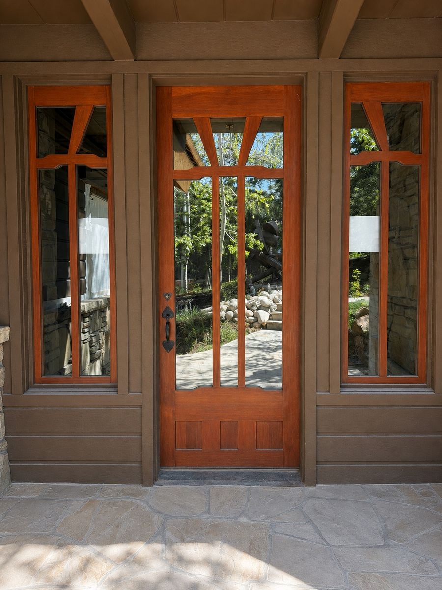 8’ Beautiful Custom Wood Front Door with Glass Panels and Sidelights