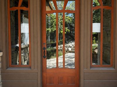 8’ Beautiful Custom Wood Front Door with Glass Panels and Sidelights