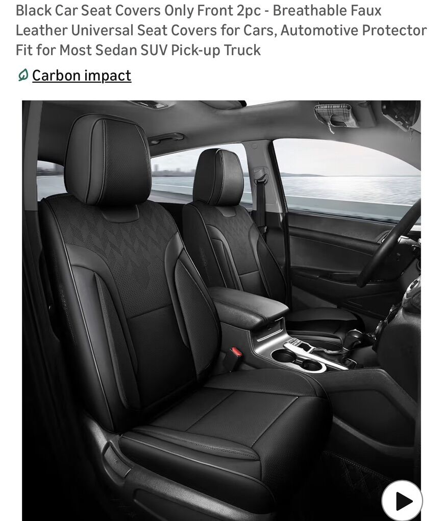 NEW! Black Car Seat Covers front and back