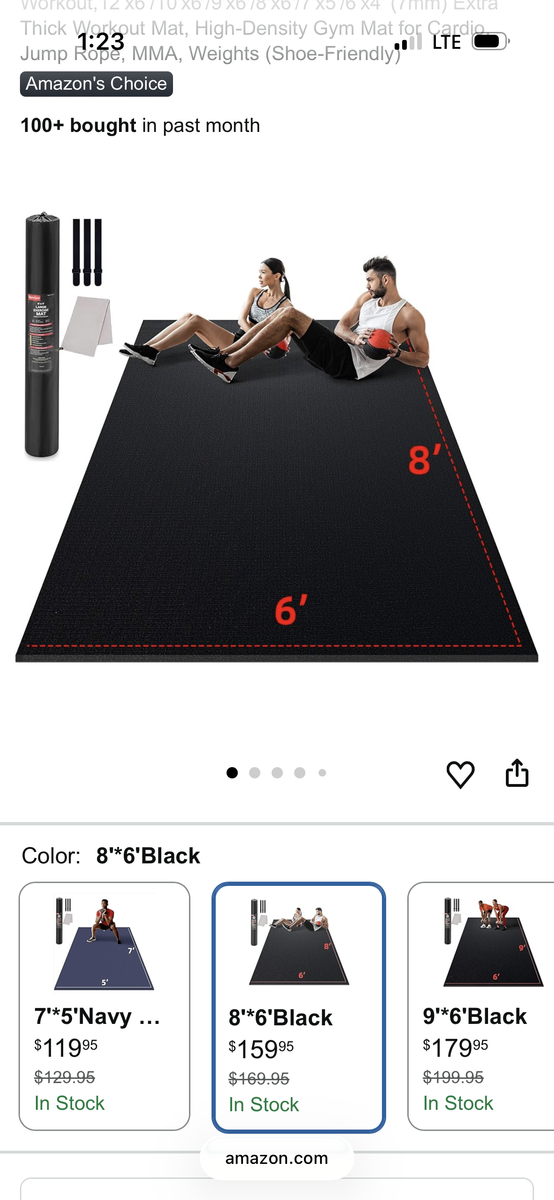 GymCope Exercise Mat 8’ x 6’ x .27”