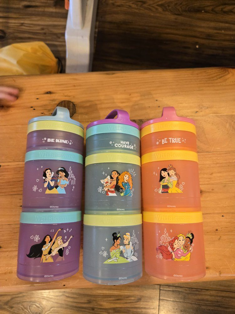 Whiskware Star Wars, Bluey, Disney Princess Snack Containers - Set of 9 Leak-Proof Stackable Jars