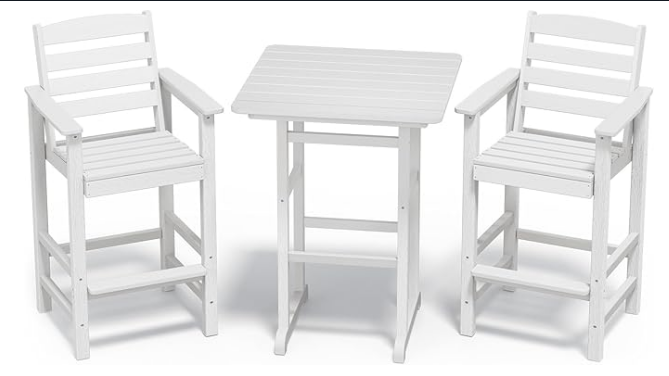 Tall Bar Chairs and Table 3 Pieces Set, Bar Height Chairs Set of 2 and Bar Table