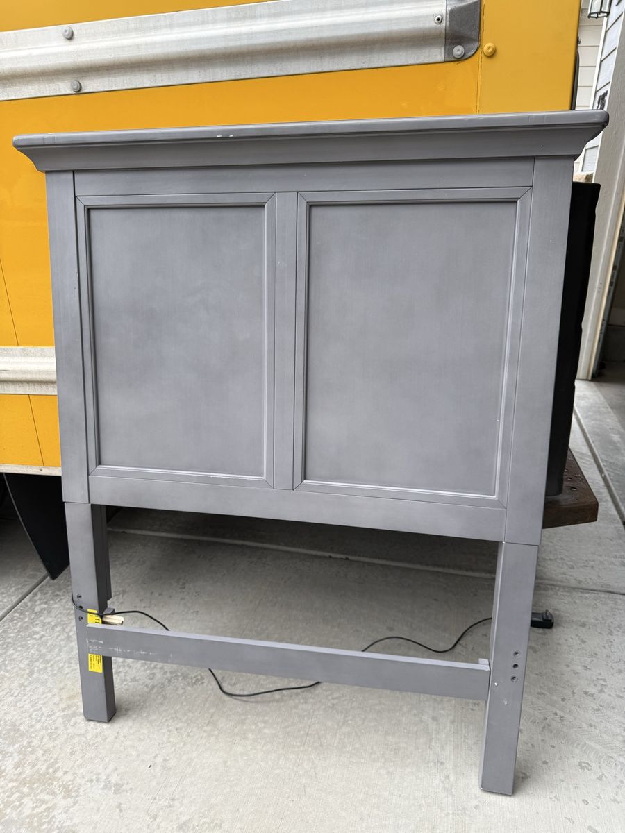 Gray Wooden Headboard - Bed Frame Accessory, Minor Damage