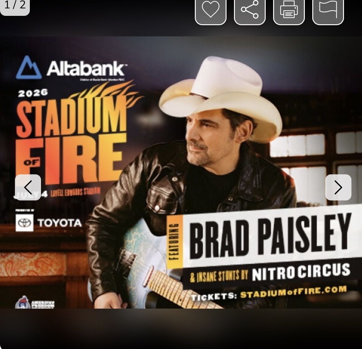 Stadium of Fire- 6 tix together
