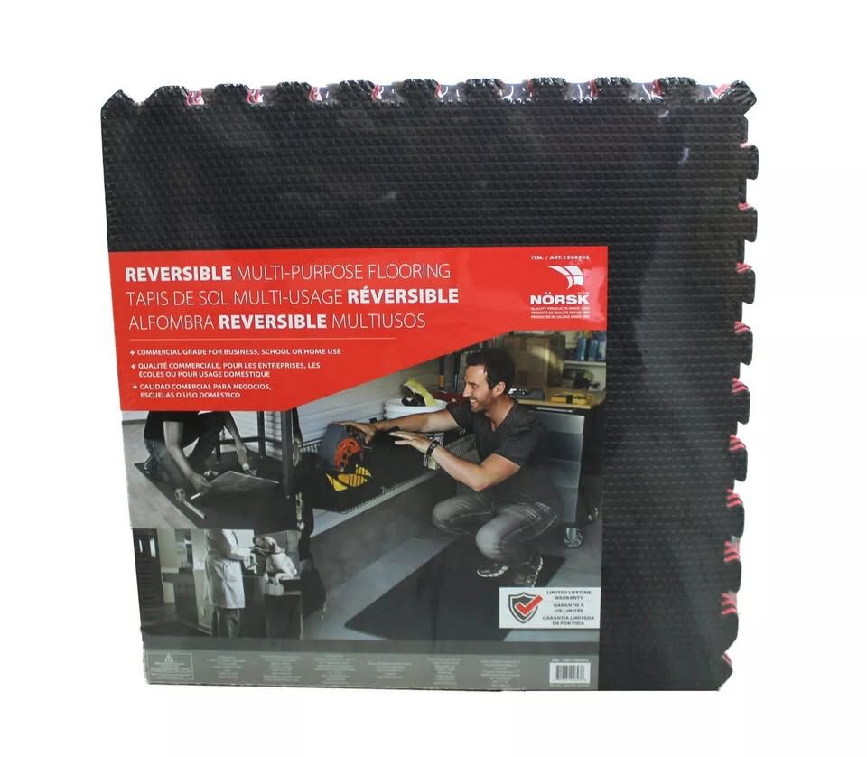 Norsk Reversible Multi-Purpose Flooring 6 Pieces Gray/Black (2 sets)