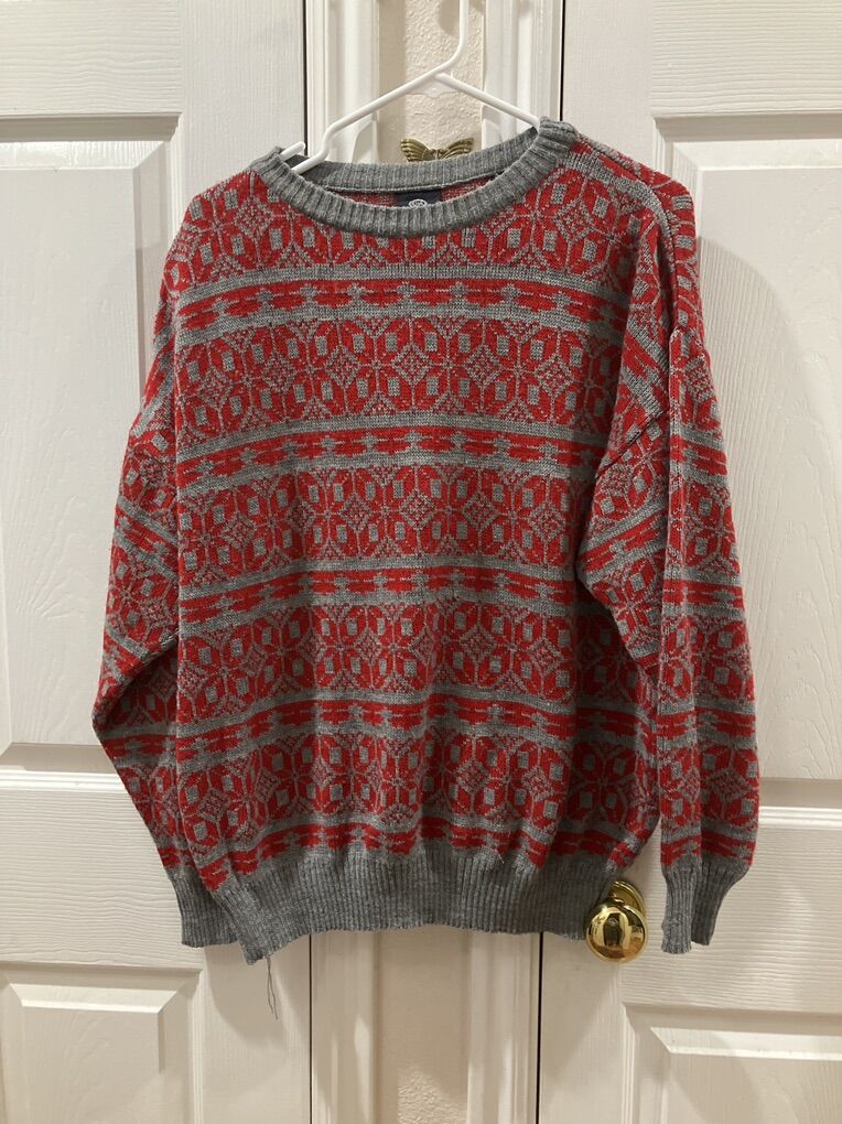Red & Gray Pattern Sweater Size XL