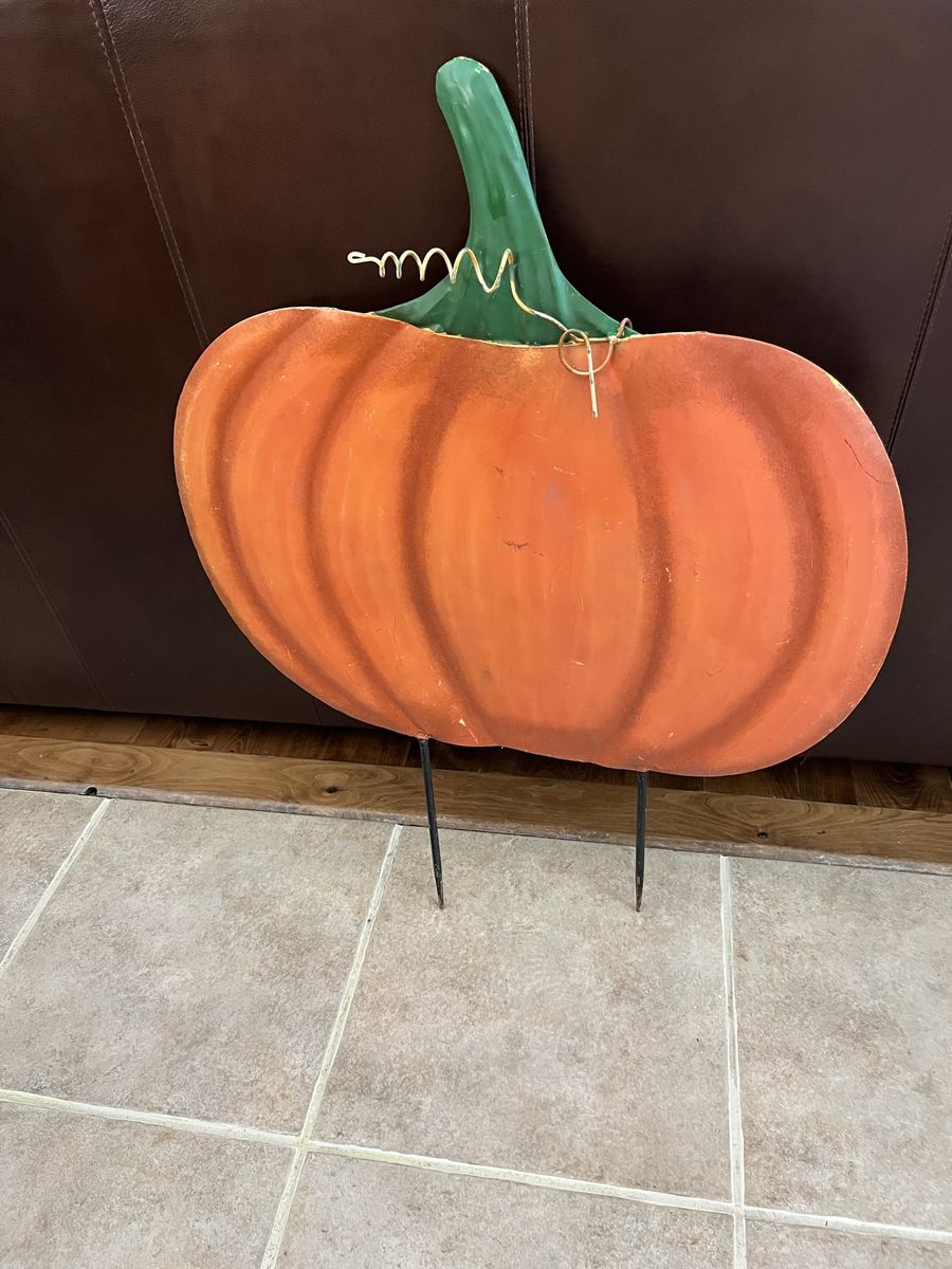 A large metal fall big pumpkin 36” tall 29” Wide