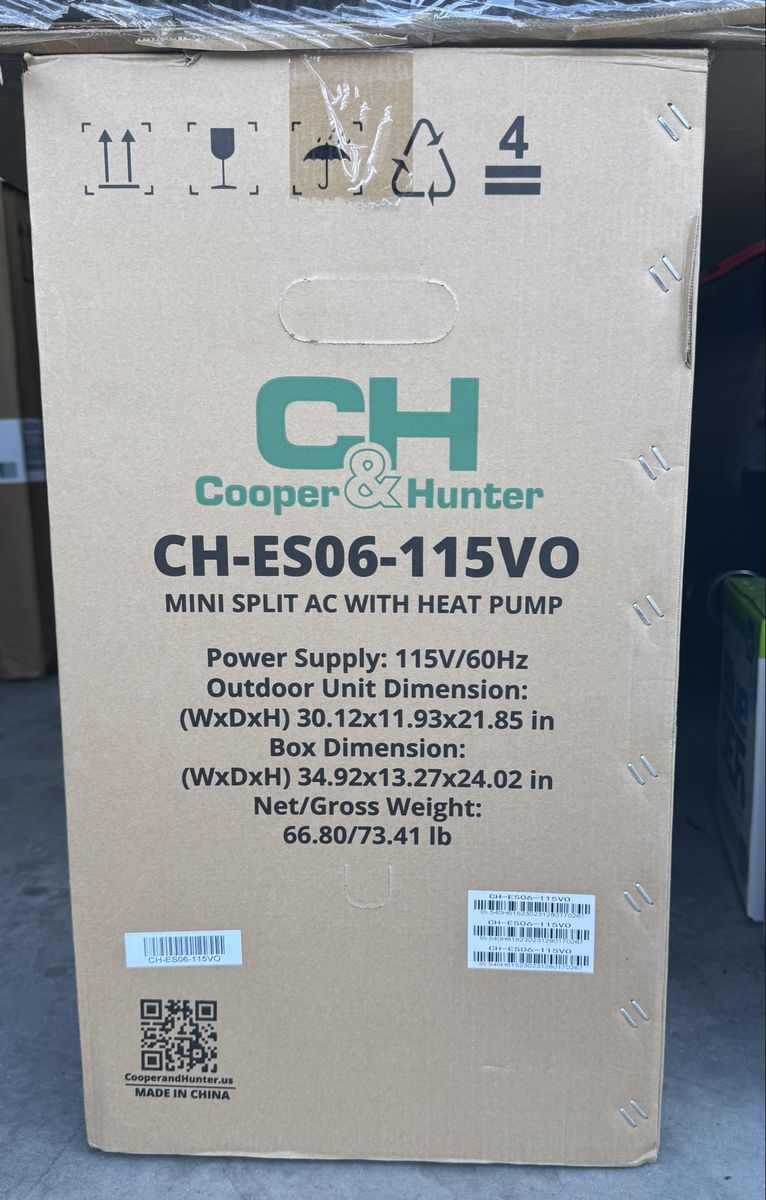 Cooper&Hunter CH-ES06-115VO Mini Split AC with Heat Pump 115V/60Hz New