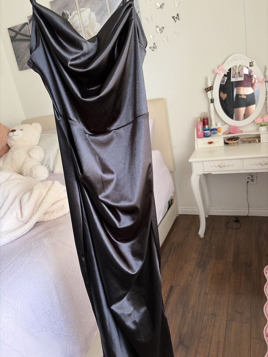 Black satin dress